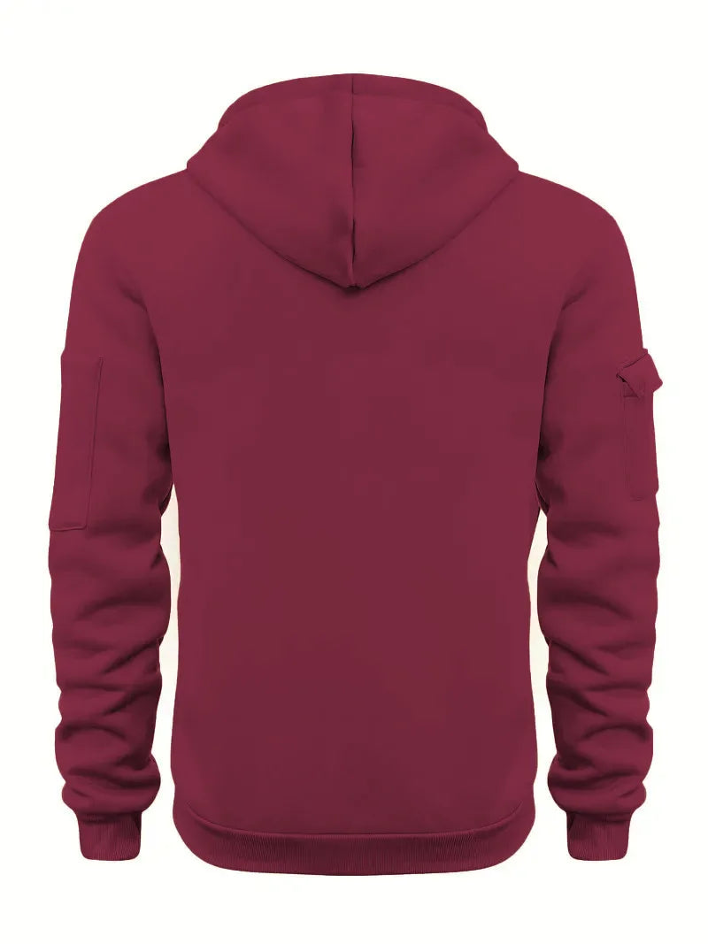 2025 New Men's Keep Warm Hoodie Streetwear Jacket Long Sleeve Sweatshirts Zipper Hooded Pullover Male Running Hooded Sweatshirt