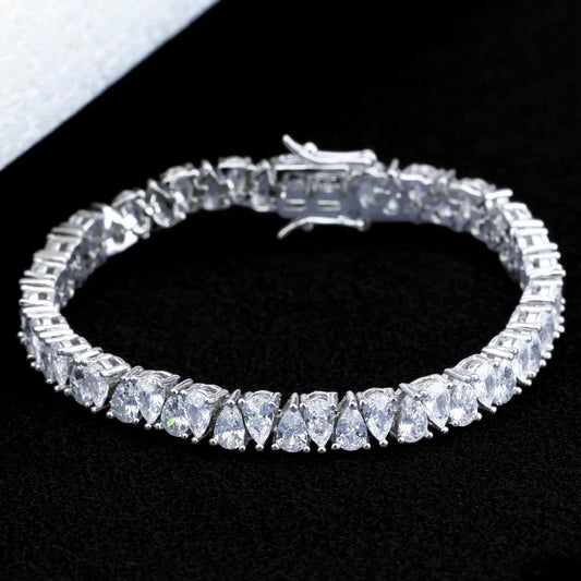 Bracelet de tennis en moissanite taille poire 3*5mm, bracelet goutte d'eau en argent S925, diamant de laboratoire pour femmes et hommes, bijoux fins de fête