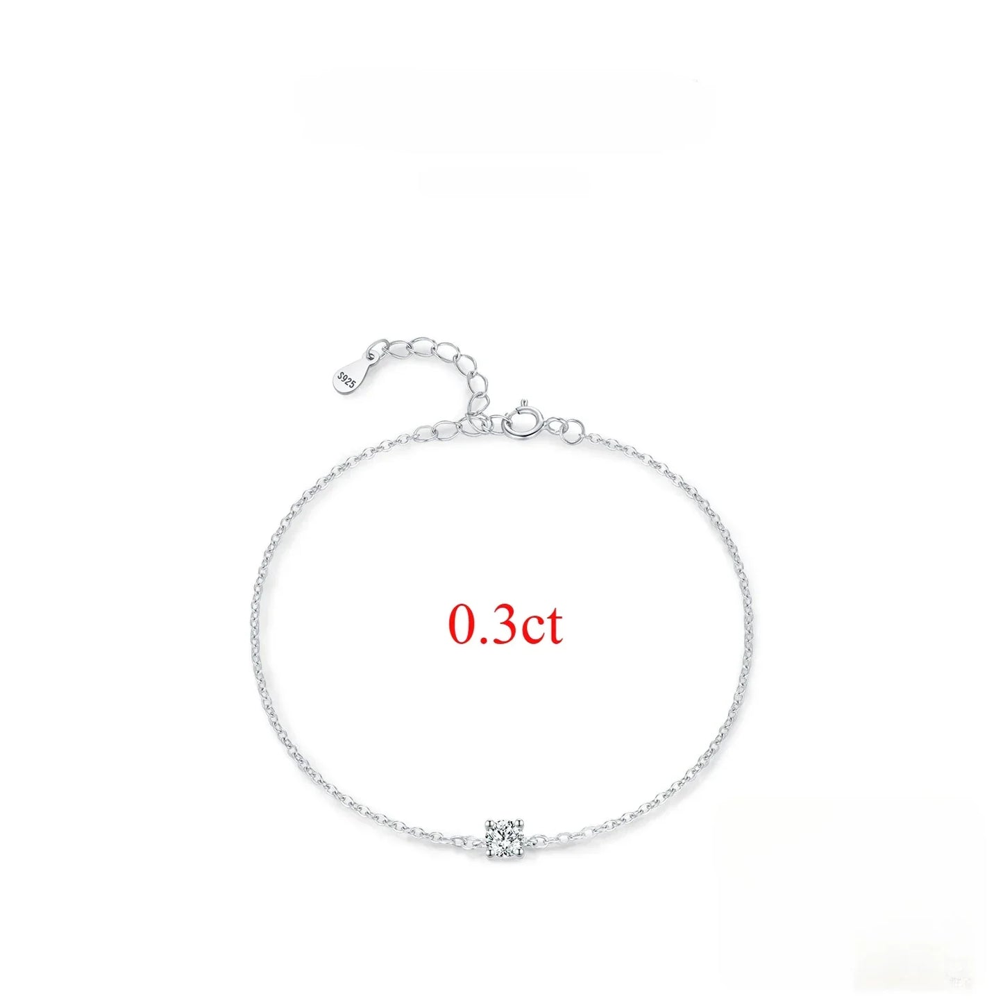 Trendy 0.1-0.5CT Moissanite Bracelets for Women Elegant Lab Diamond Adjustable Chain 925 Sterling Silver Wedding Jewelry