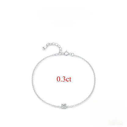 Trendy 0.1-0.5CT Moissanite Bracelets for Women Elegant Lab Diamond Adjustable Chain 925 Sterling Silver Wedding Jewelry