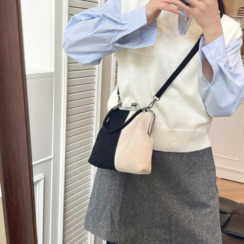 Women's Retro Frosted Splice Handbag Large Leisure Travel Trip Shopping Work Commuting Crossbody Shoulder Bag Elegant Clutch Bag