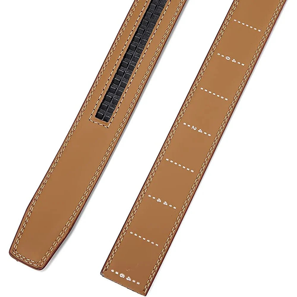 Men Belt High Quality Genuine Leather Belt Metal Alloy Automatic Buckle Brand Luxury Design Waist Belts for Men 150cm Size