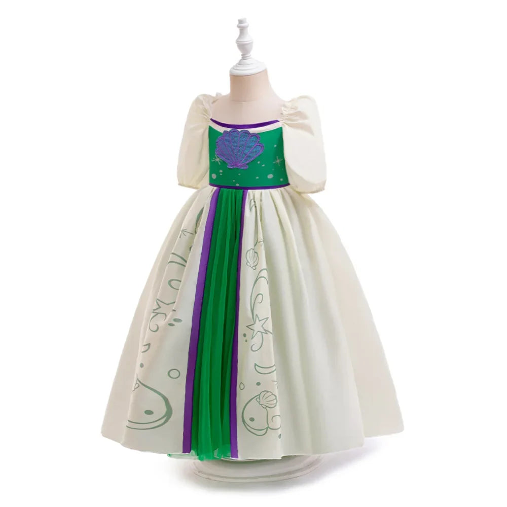 Little Mermaid Ariel Princess Costumes Young Girls Purple Dress Kids Cosplay Carnival Gown Birthday Tutu Dresses Summer New Wear