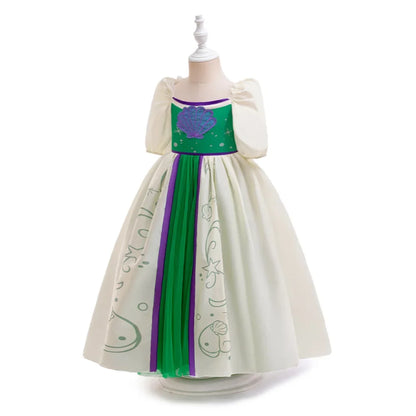 Little Mermaid Ariel Princess Costumes Young Girls Purple Dress Kids Cosplay Carnival Gown Birthday Tutu Dresses Summer New Wear