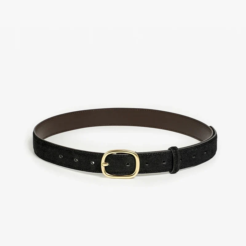 Belt Women Split Leather Trend Elliptical Pin Buckle Accessories All-Match Jeans Waistband Ladies Handmade 91119