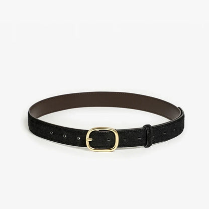 Belt Women Split Leather Trend Elliptical Pin Buckle Accessories All-Match Jeans Waistband Ladies Handmade 91119