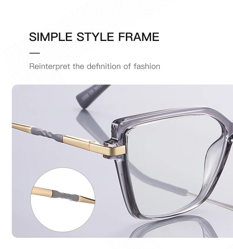 Simple Design Fashionable Large Frame Anti-Blue Light Glasses Women's Reading Glasses Customizable Prescription PFD2208