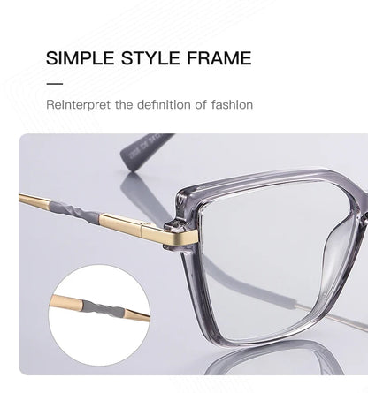 Simple Design Fashionable Large Frame Anti-Blue Light Glasses Women's Reading Glasses Customizable Prescription PFD2208