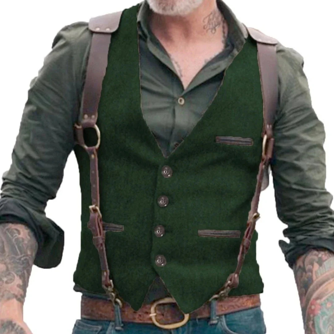 Men Vest Brown V-neck Single Button Solid Waistcoat For Wedding Birthday Banquet Business Casual Daily Men Suit Vest