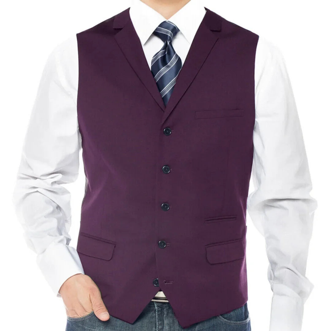 Men Vest Dark Gray Single Button With Lapel Solod Casual Business Waistcoat For Wedding Party Banquet Prom Work Men Suit Vest