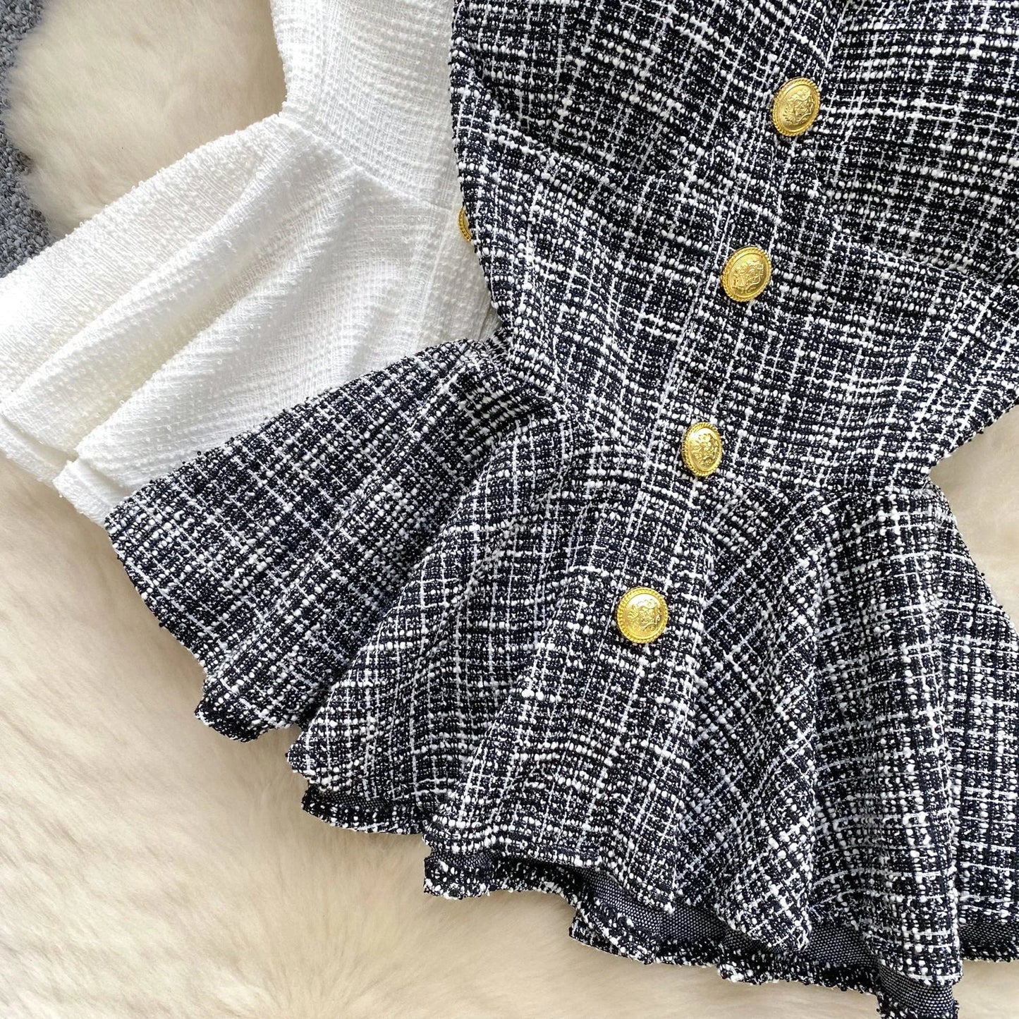 American Summer Women Camisole Halter Buttons Y2K Solid Slim Fit Tops Fashion Chic Tweed Design Hotsweet Tank Top