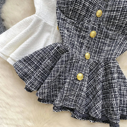American Summer Women Camisole Halter Buttons Y2K Solid Slim Fit Tops Fashion Chic Tweed Design Hotsweet Tank Top