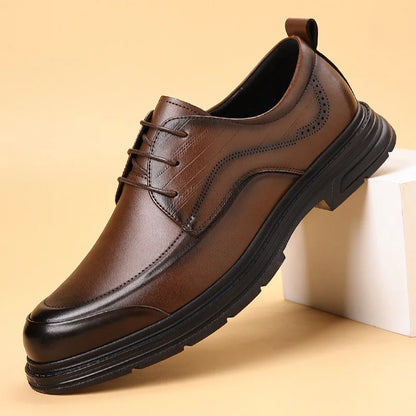 British Retro Formal Leather Shoes for Men Autumn New Designer Platform Dress Shoes Male Fashion Lace Commuter Office Shoe Man