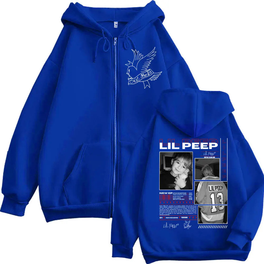 Rapper Lil Peep Merch Zipper Hoodies Fashion Hip Hop Vintage Zip Up Jacket Pullovers Men Women Casual Long Sleeve Sweatshirts