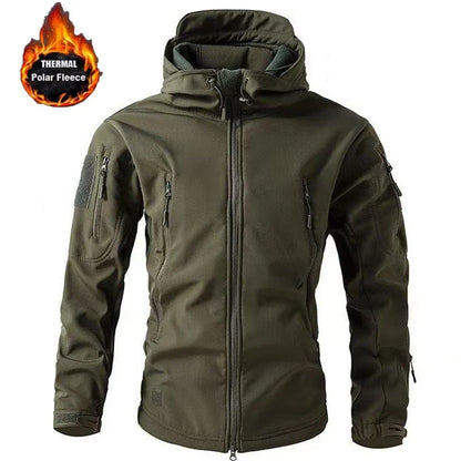 Men's Winter Fleece Warm Sharkskin Tactical Outdoor Jackets Camping Hiking Trekking Hunting Military Climbing Cargo Hooded Coat