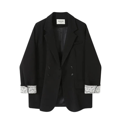 Spring New Fashion Contrasting Long Sleeve Black Short Suit Coat Women Tops Slim Fit Jackets Suit Blazers Women Tops