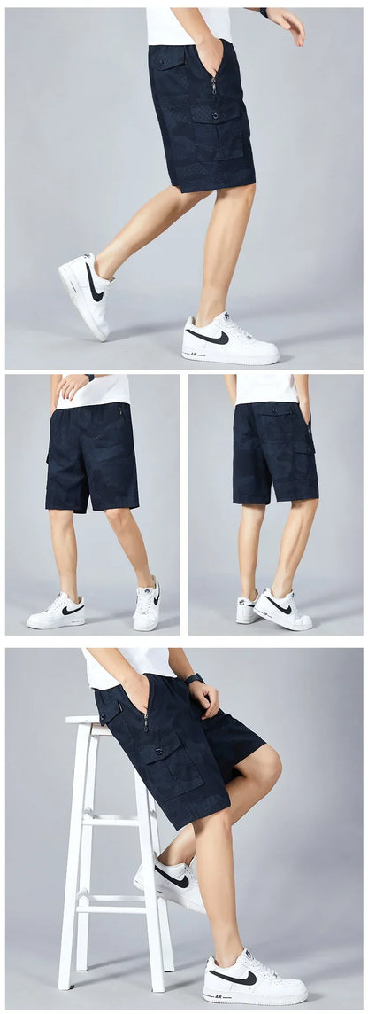 Men's Camo Shorts Elastic Waistband Casual Cargo Shorts Hiking Running Male Clothes Athletic Plus Size Y2K Knee Short Pants
