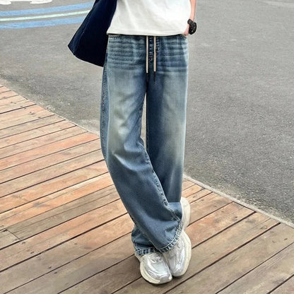 Men Pants Denim American Vintage Loose Straight Leg Trendy Fashion Comfort Commute 2026 Summer Casual Style Top