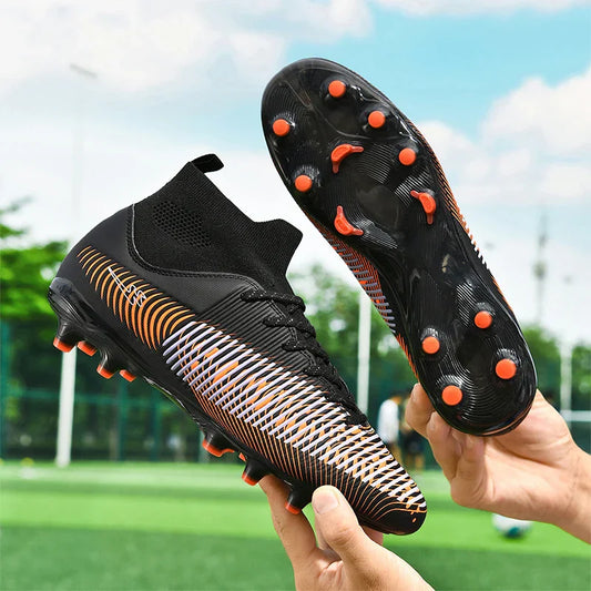 Double Star 2026 New High-Top AG Soccer Boots, Long Studs, for Teenagers, Primary School Students, Adults and Kids, Match & Trai