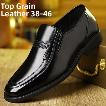 Men's Business Casual Leather Shoes round Toe Low Top Breathable Anti-Slip Rubber Outsole Comfortable Commuting Shoes