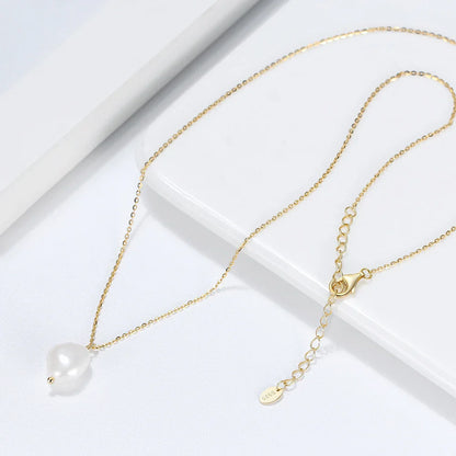 Handmade 925 Sterling Silver Pearl Necklace with 3 Pieces 6mm Real Natural Baroque Pearl for Women Jewelry GPN20
