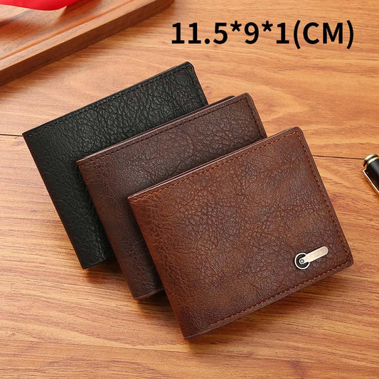 Portefeuille Homme Noir Porte-Monnaie Homme D'Affaires Porte-Cartes d'Identité en Cuir PU Multi-Fentes Décontracté Grande Capacité Sacs à Monnaie Dollars