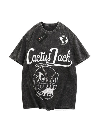 100% Cotton Oversized T Shirt For Men Women HipHop Washed T Shirts cactus jack Short Sleeve Gift Tops look mom i can fly K39