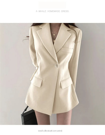 Women Blazer 2025 New Slim Spring Autumn Suit Jackets One Button Long Sleeve Korean Casual Coats Female Blazer Outwear Trend Top