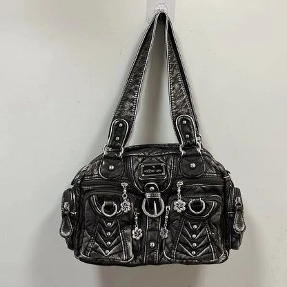 Women Handbags Fashion Satchel Top-handle Handbag PU Shoulder Bag 10.6"x8.3" Dumpling Pack Multi-pockets Shoulder Bags