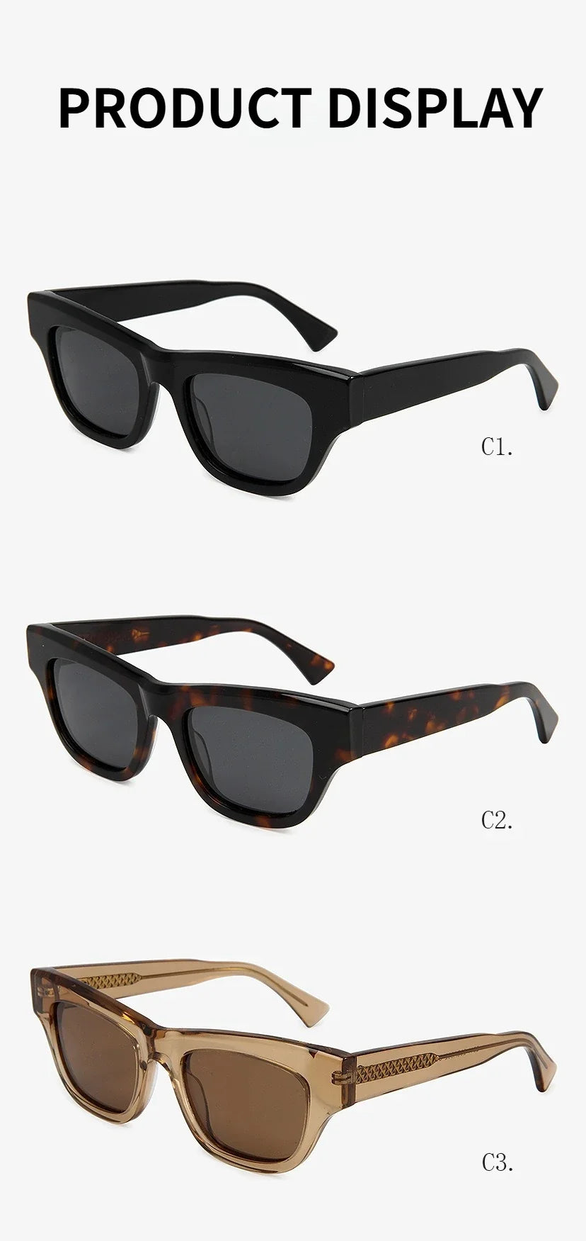 2026 Fashion Top Quality Square Polarized Sunglasses Men Acetate UV400 Unisex Sun Glasses Travel Hiking Beach Fishing Eyewear