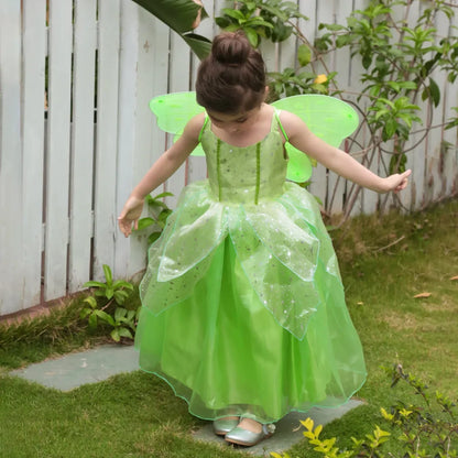 Girls Tinkerbell Fairy Dresses LED Light Up for Girls Costume Kids Cosplay Flower Fairy Princess Clothes Christmas Party Outfit