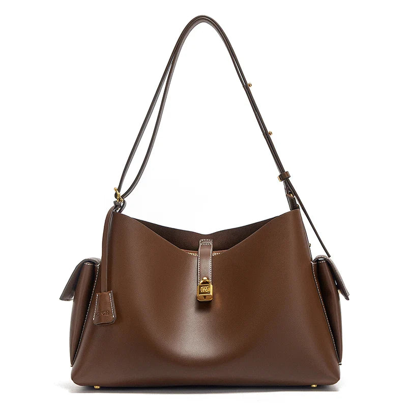 Women's Handbag 2026 Spring/Summer New Coffee Motorcycle Bag Large Capacity Women's Fashion Tote Bag