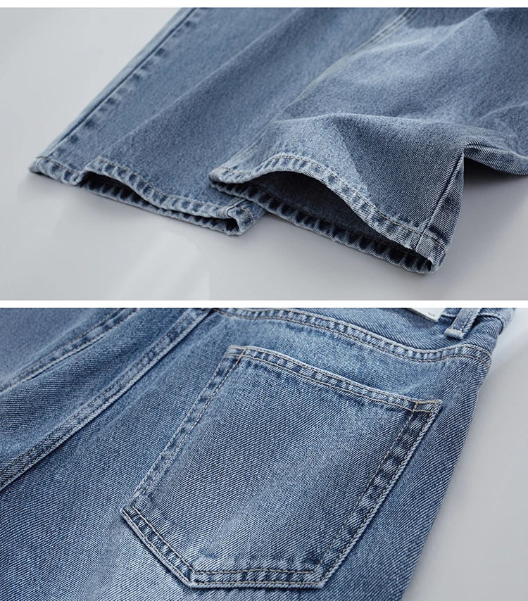Minimalism Women Jeans 2025 Autumn Vintage Denim Pants Loose Wide Leg Pants Woman Casual Pants Female Trousers 12551002