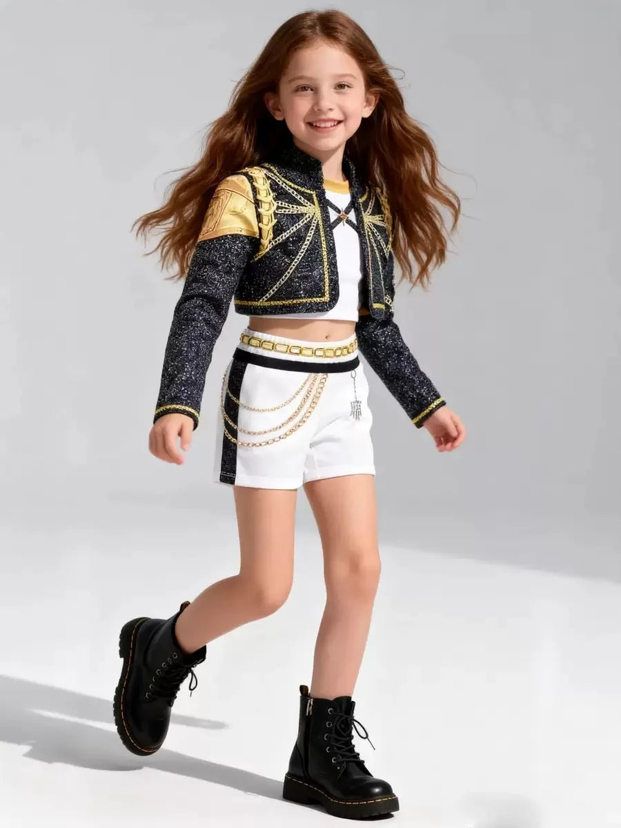 3Pcs Kpop Costume Rumi Singer Dance Dress 3D Print Girls Halloween Christmas Costumes Cosplay Fancy Stage Performance Outfits