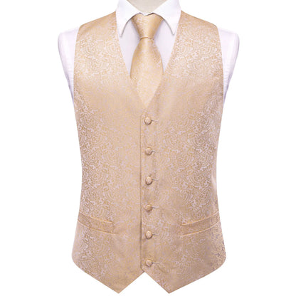 Men Paisley Print Vest Matching Set Waistcoat Tie Hanky Cufflinks Formal Wedding Party Gentleman Suit Accessories Kit