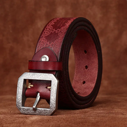 3.8CM Pure Cowhide High Quality Genuine Leather Belts for Men Strap Male Stainless Steel Buckle Jeans Thickening Cowboy Cintos
