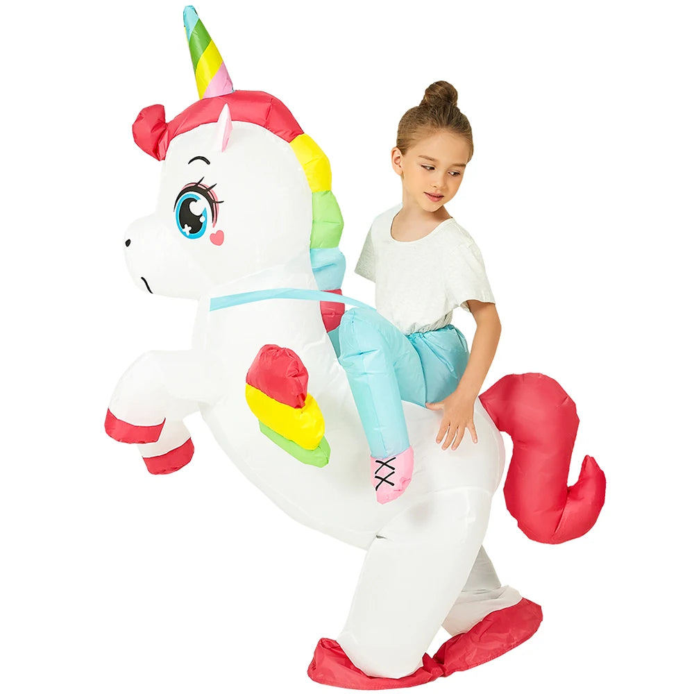 Kids Child Dinosaur Inflatable Costume Unicorn Dress Suits Anime Purim Halloween Party Cosplay Costumes for Boys Girls
