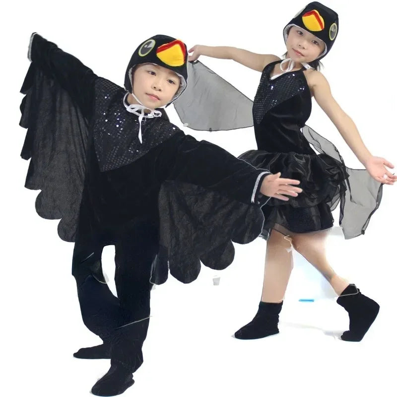 Kids Adults  Animal Bird Oriole Parrot Swallow Eagle Woodpecker Cosplay  Fancy Dress Jumpsuit Costume Gifts Set Halloween