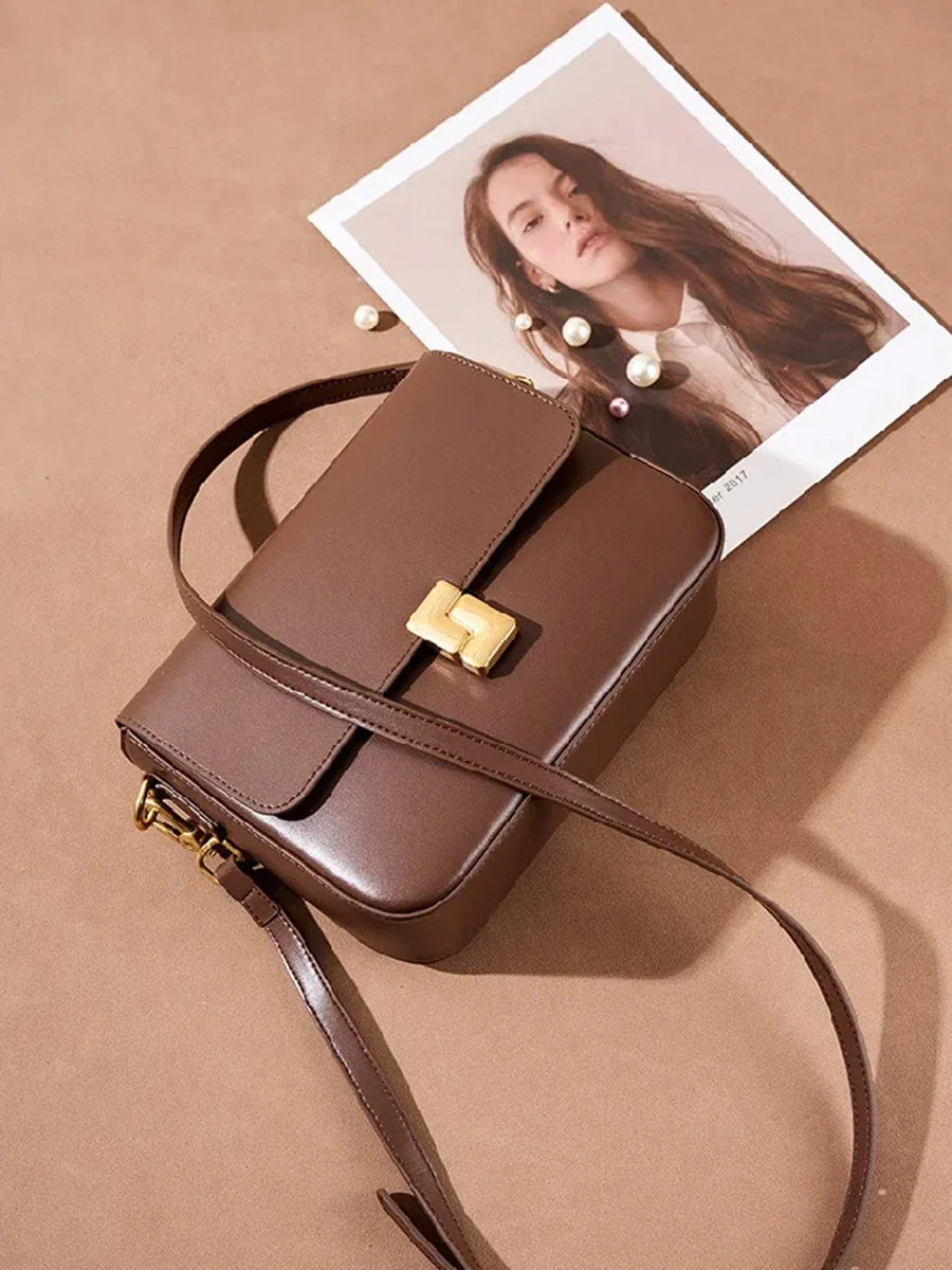 100% Genuine Leather Women Crossbody Bag Fashion Small Square Bag High Quality Cowhide Women's Commuter Shoulder Bag