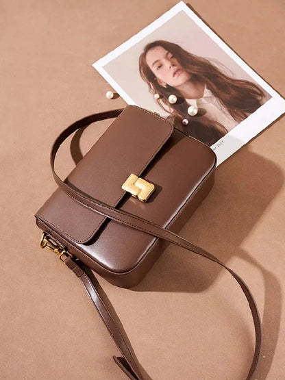 100% Genuine Leather Women Crossbody Bag Fashion Small Square Bag High Quality Cowhide Women's Commuter Shoulder Bag