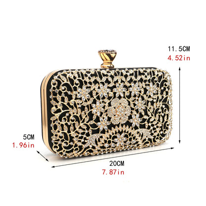 Hollow Out Style Diamonds Clutch Luxury Metal Rhinestones Evening Bags Flap Party Wedding Handbags Purse