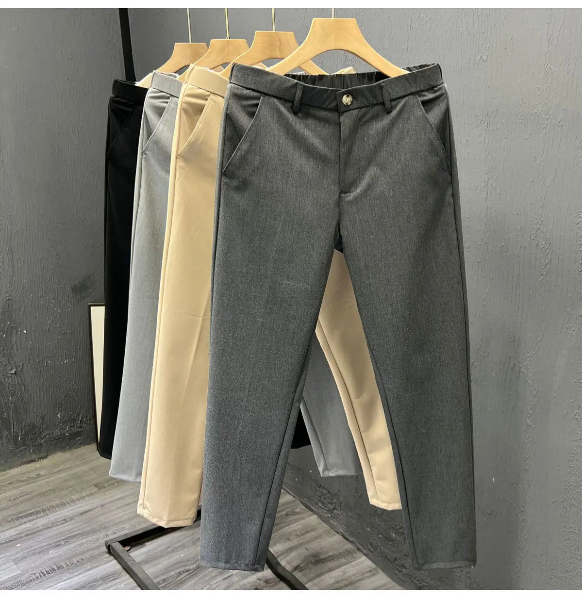 Men's Clothing Summer Fashion Business Casual All Match Suit Pants Formal Strecth Solid Straight Slim Trousers Pantalones Hombre