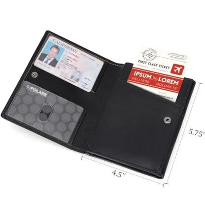 Polare Napa Leather Pilot Wallet Passport Holder RFID Blocking Tri-fold Travel Cover Document Organizer for Aviation Profession