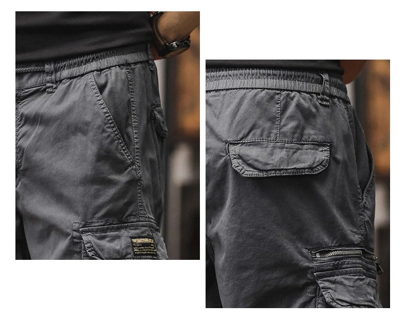Men Summer New Multi Pocket Cargo Shorts Men Cotton Loose Breathable Fashion Trend Casual Versatile Five Points Pants Men Shorts