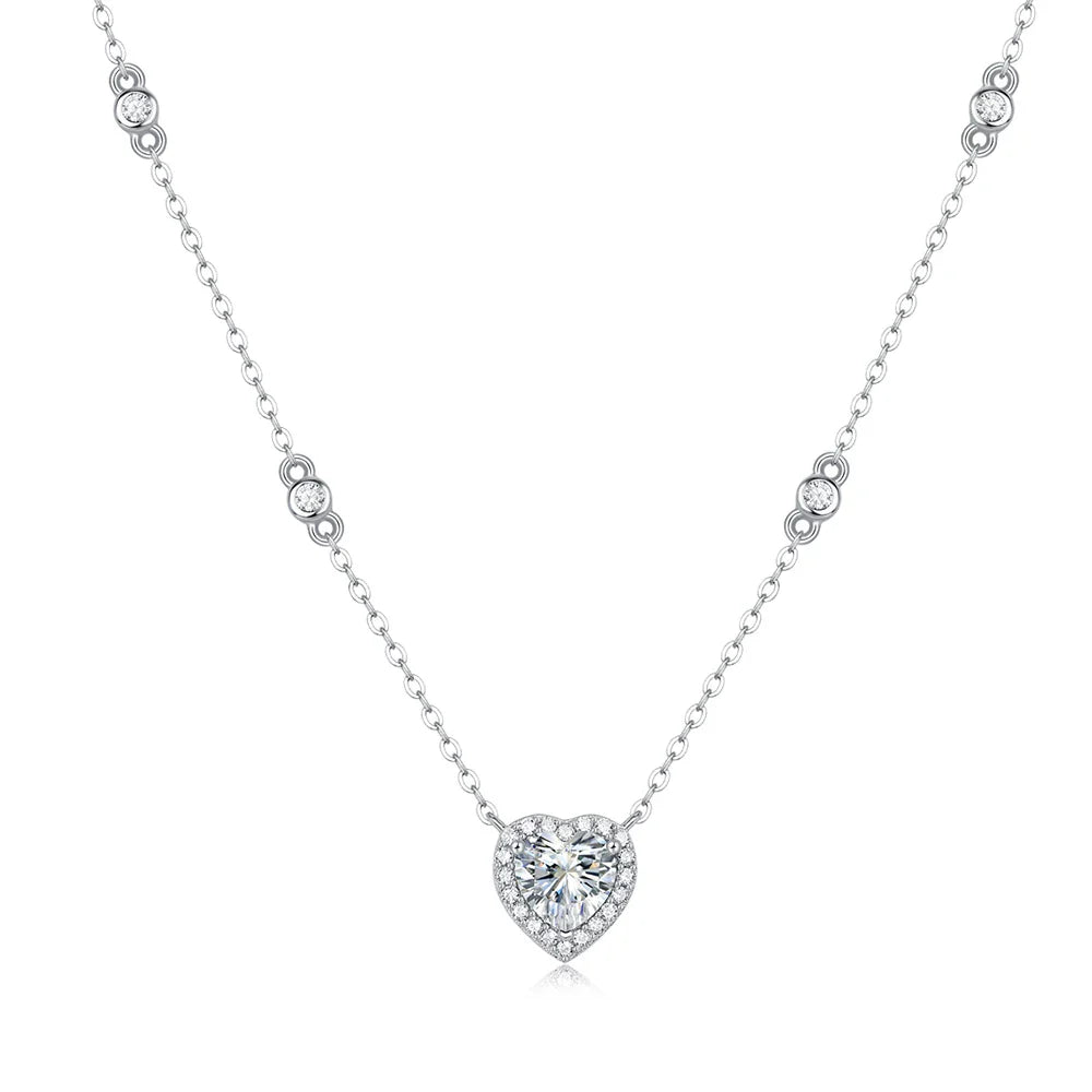 1CT GRA Certified Moissanite Necklace for Women Lab Created Diamond 925 Silver Pendants 18k Gold Plated Jewelry