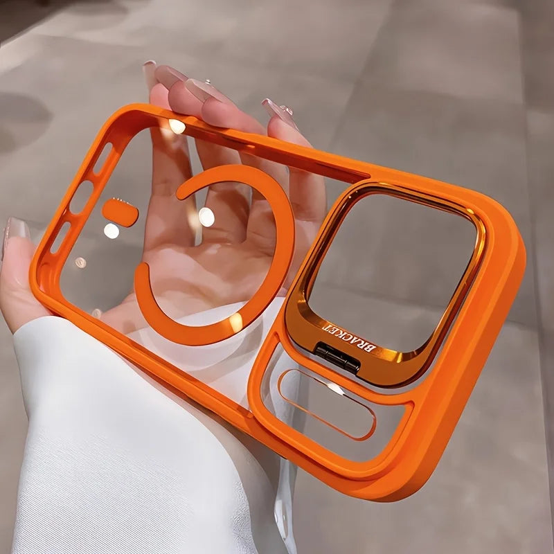 Luxury for Magsafe Magnetic attraction Bracket Case for IPhone 17 16 15 13 12 Pro Max Lens Holder Protection Clear Cover