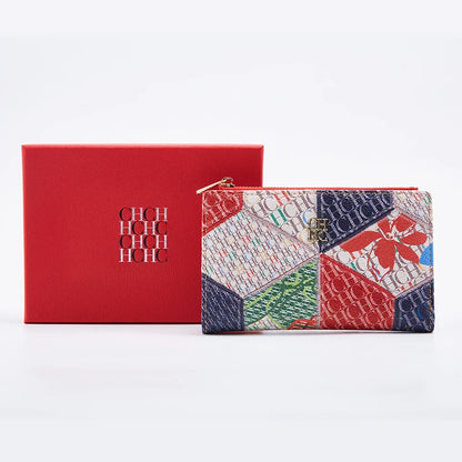 Women's Wallet CHCH Fashion Letter Cartoon Pattern Classic Retro Long Storage Wallet PVC Material Bag