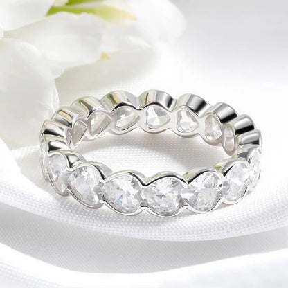 3/4mm Heart Cut D Color Moissanite Rings Full Diamond Luxury Bridal Promise Band for Women Original S925 Silver Jewelry