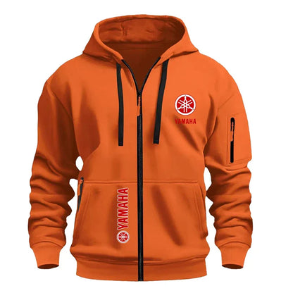 Yamaha Men's Casual Sport Hooded Sweatshirt - Spring/Autumn Street Fashion Outdoor Multi-Pocket Drawstring Loose Zipper Jacket