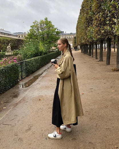 long blazer jacket women khaki Single Breasted Long Sleeve lapel collar warm Spring Autumn Lady Blazer